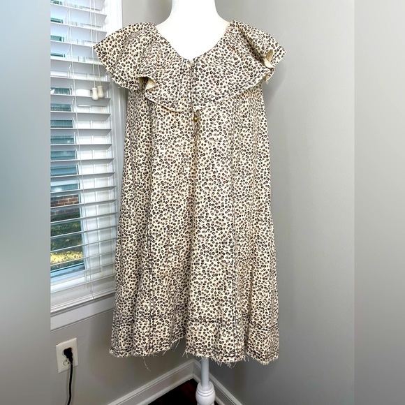 NWT Pilcro By Anthro V-Neck Ruffle Denim Mini Dress - Picture 5 of 12